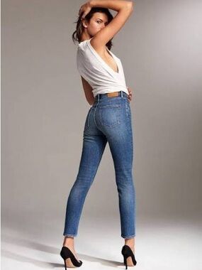 Aritzia Denim Forum Yoko High-Rise Slim Jeans in Medium Blue